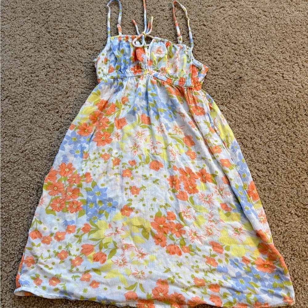Billabong Floral Mini Dress - Orange, Yellow, Blue